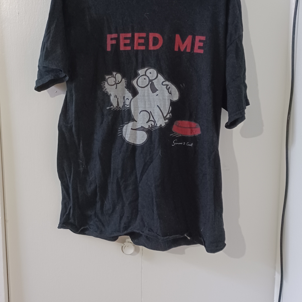 Black Graphic T-Shirt with Cat Design